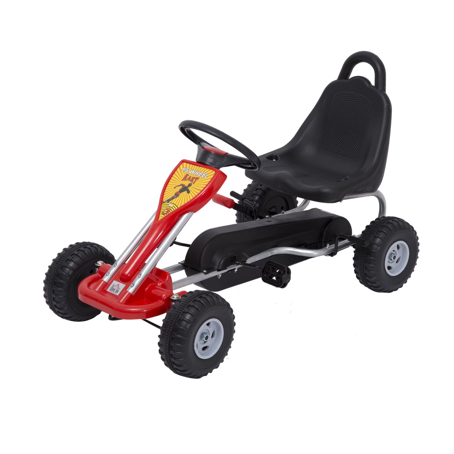 HOMCOM Kids Ride on Pedal Go Kart W/Hand Brake-Red