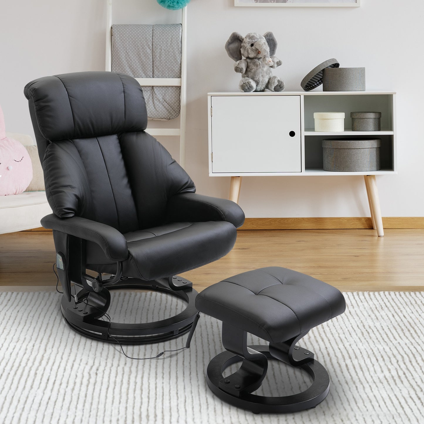 HOMCOM Recliner Chair Electric Massage Chair W/Foot Stool 10-Point Massage Couch-Black