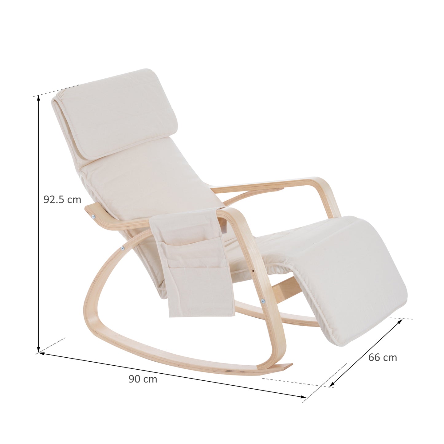 HOMCOM Rocking Chair Lounge Chair Recliner Armchair W/Adjustable Footrest & Side Pocket-Beige