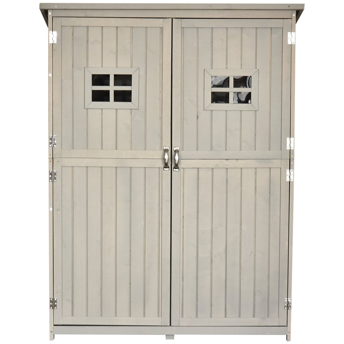 Outsunny 1.64 x 4.1ft Wooden Two Door Garden Shed - Grey