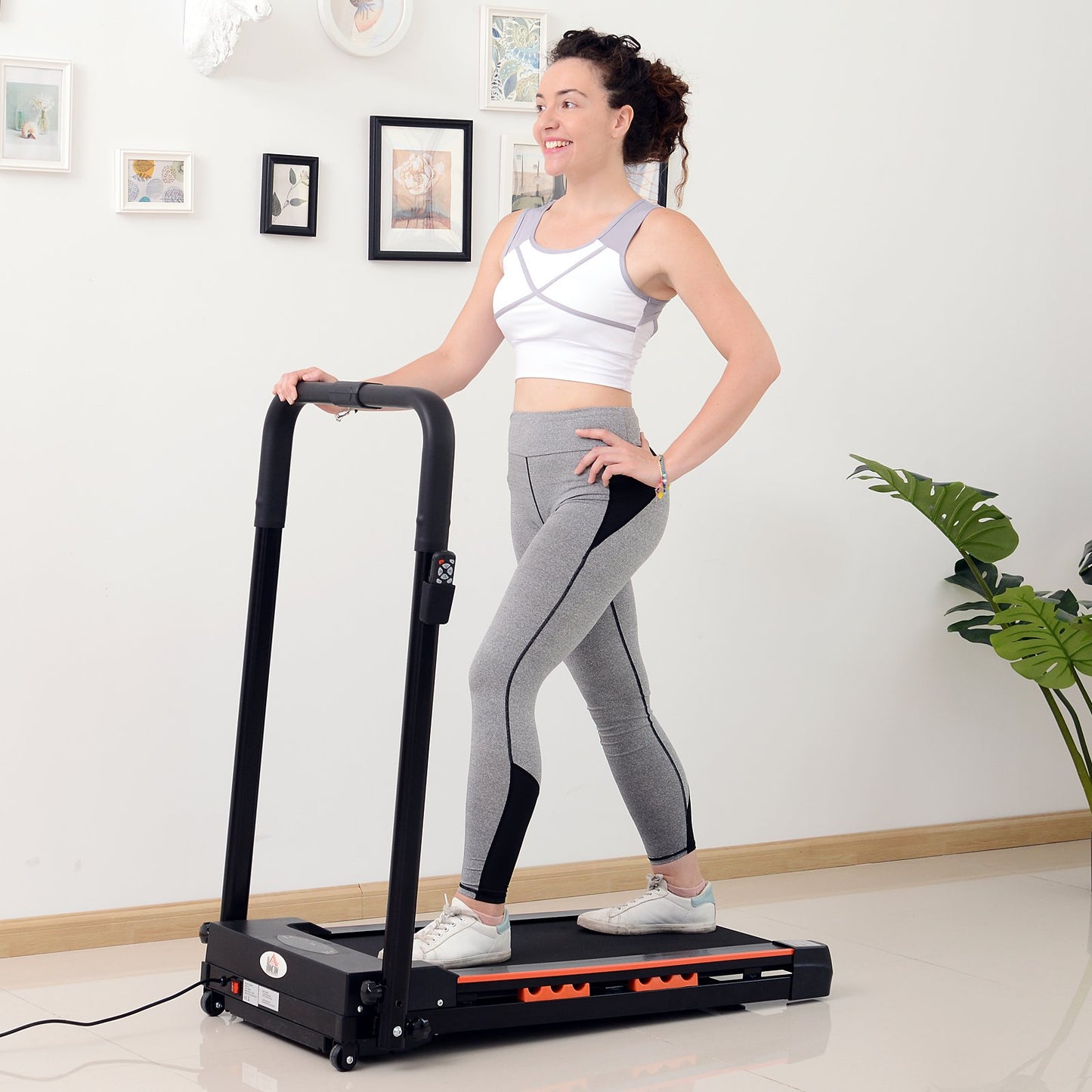 HOMCOM Steel Folding Motorized Home Treadmill w/ LCD Monitor Black