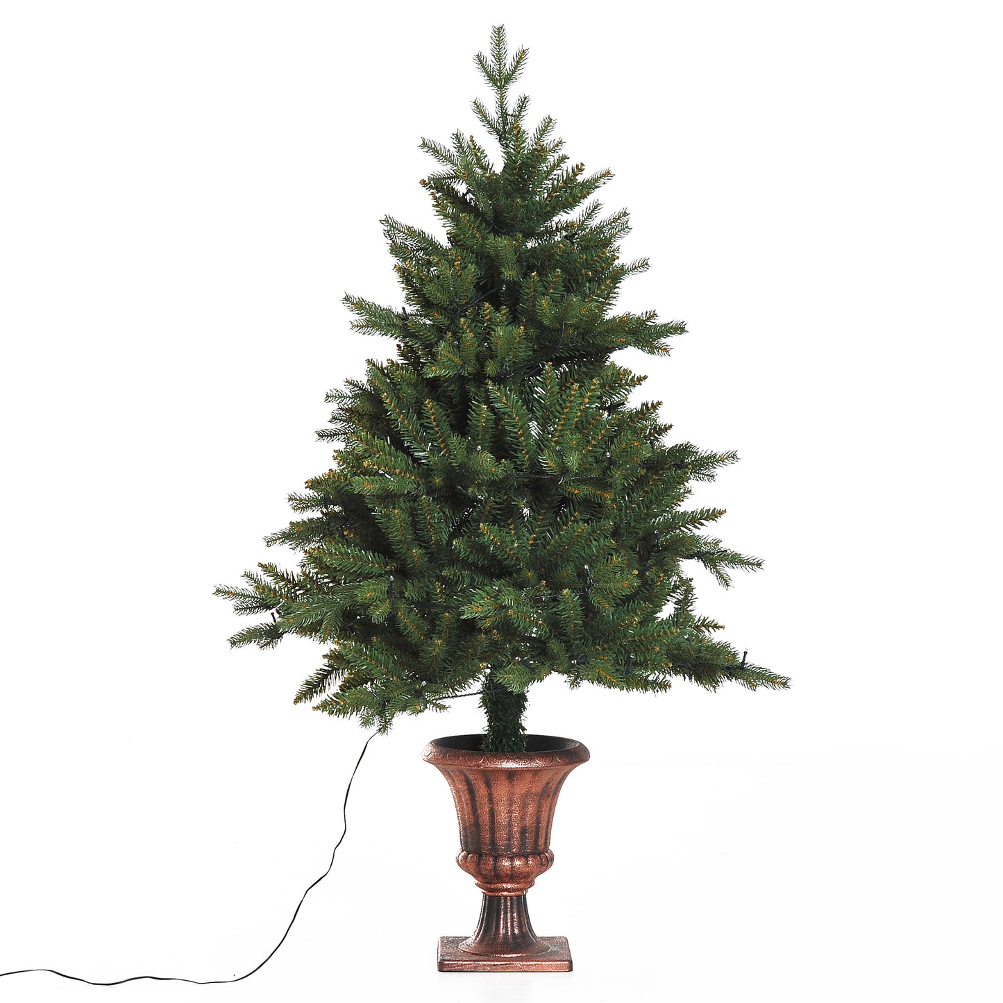 HOMCOM 4FT Pre-Lit Artificial Christmas Spruce Tree, Plastic Stand-Green