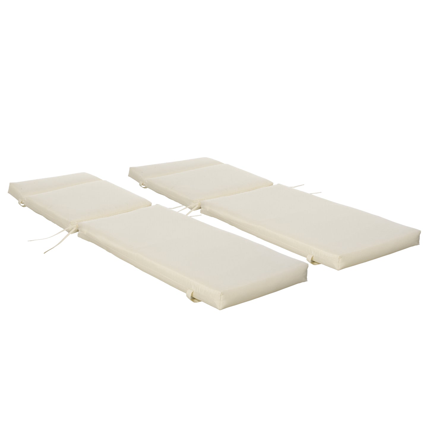 Outsunny Set of 2 Sun Lounger Cushion Non-Slip Seat Pads for Indoor Outdoor Cream White