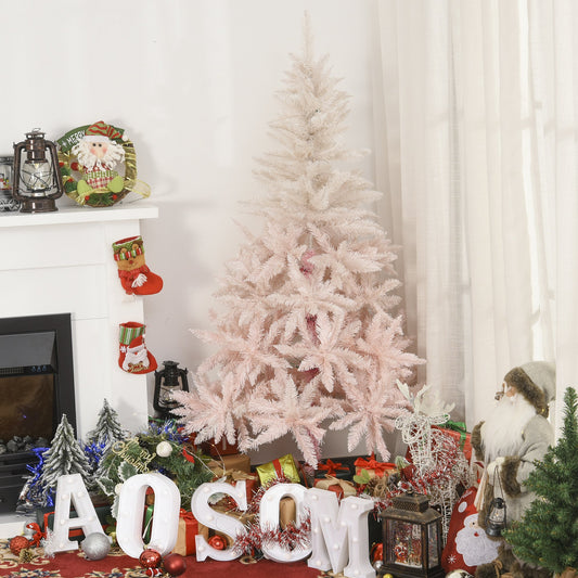 HOMCOM 150cm Realistic Design Faux Christmas Tree w/ Metal Stand and Quick Setup, Pink