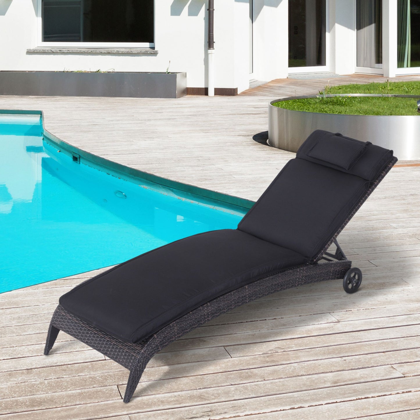 Outsunny Sun Lounger Cushion, 198Lx53Wx5T cm-Black