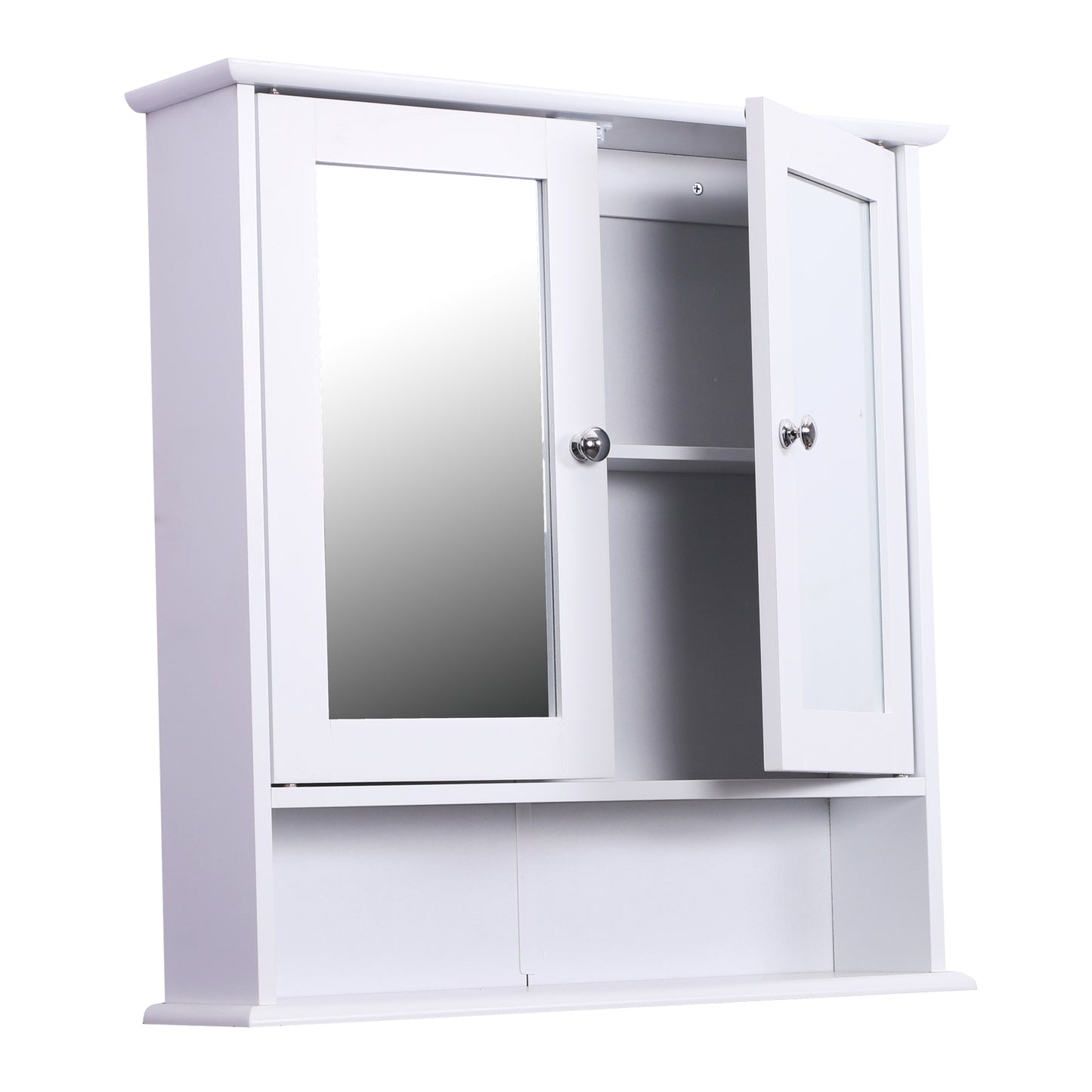 Kleankin Wall-mounted Bathroom Cabinet Mirror Door, 56L x 13W x 58Hcm-White