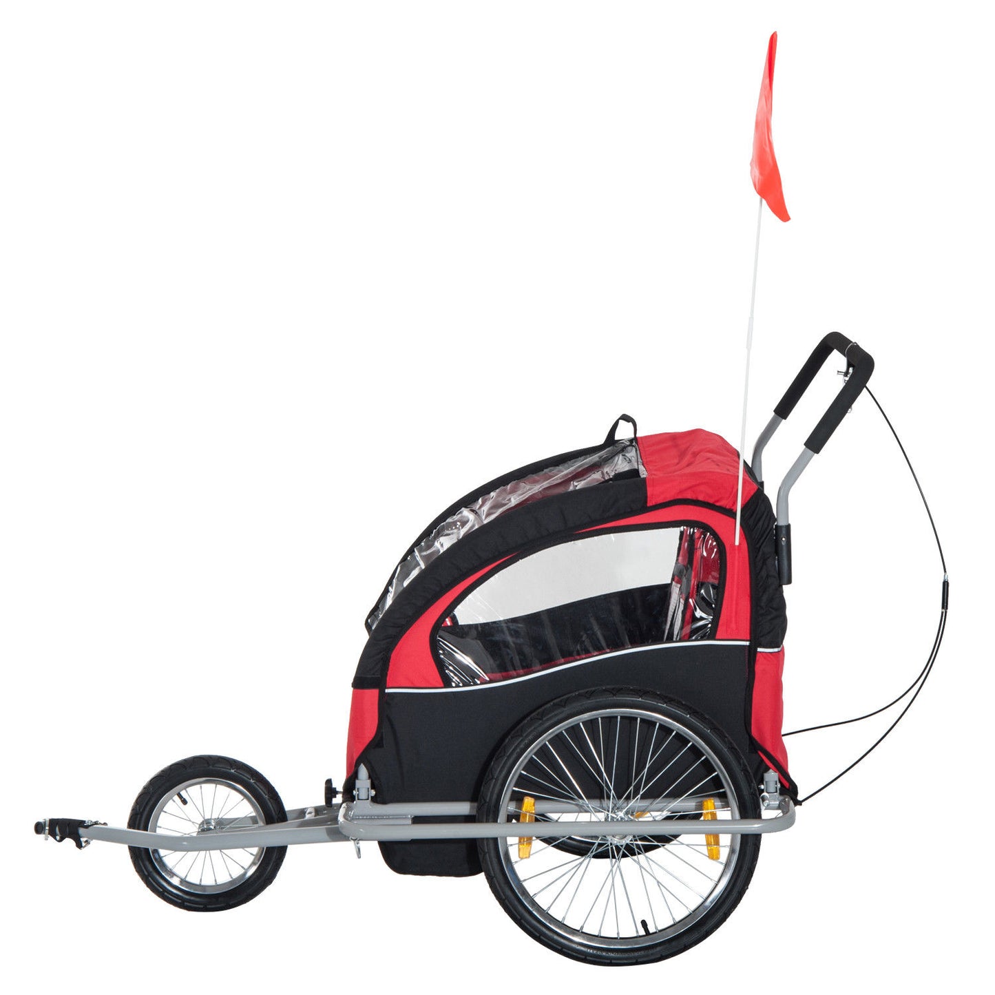 HOMCOM 2 in 1 Trailer for Kids Child Bike Carrier, 2-Seater-Red