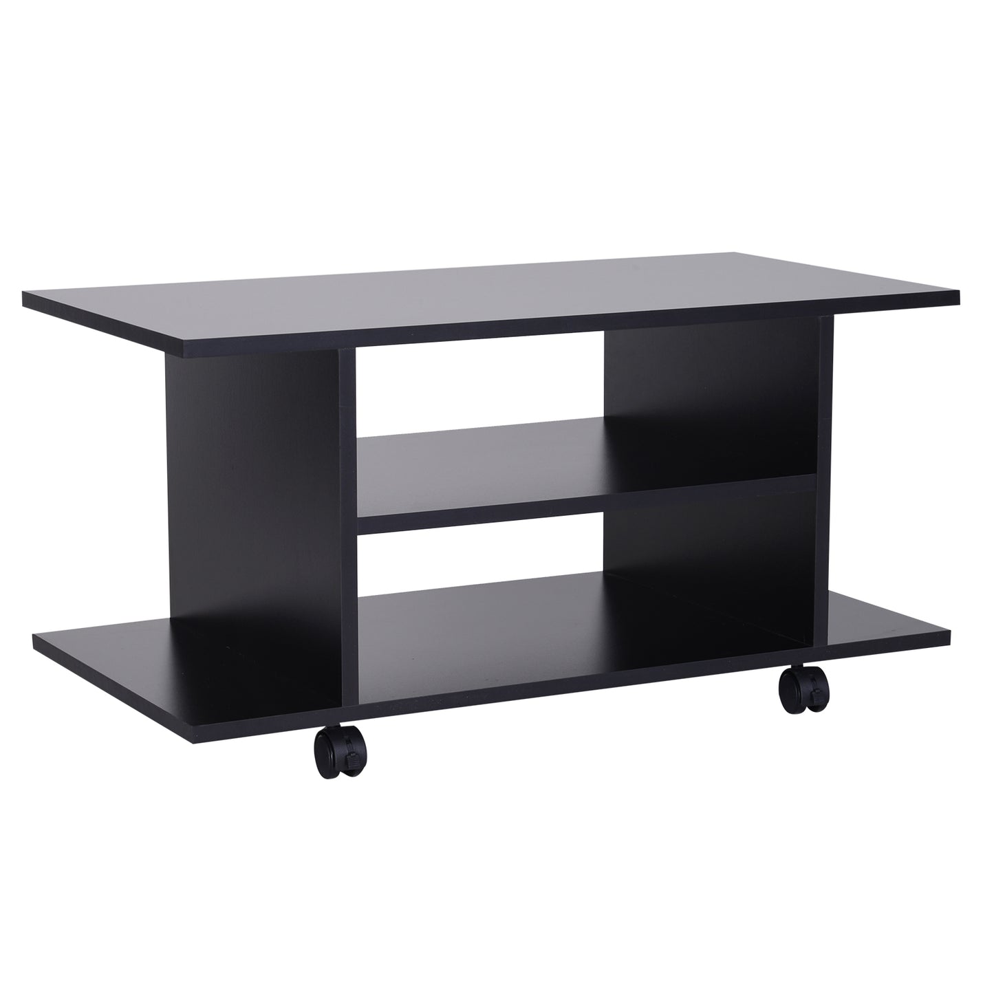 HOMCOM Modern TV Cabinet Stand Storage Shelves Table Bookcase Black