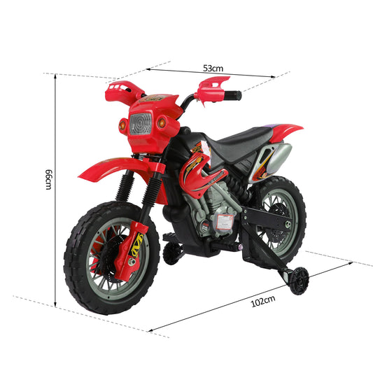 HOMCOM 6V Children's PP Electric Ride-On Motorbike with Effects Red