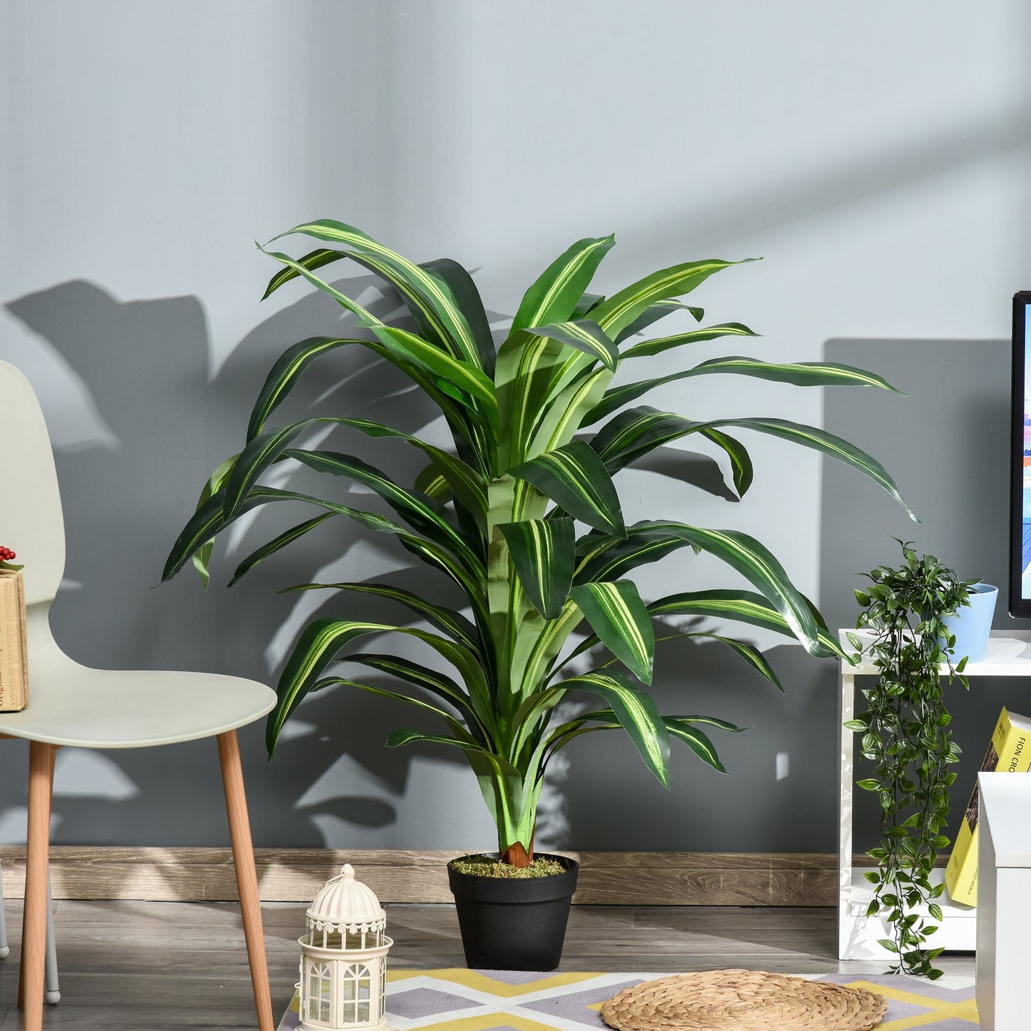 outdoor artificial dracaena tree Outsunny 110cm/3.6FT Artificial Dracaena Tree Decorative Plant 40 Leav – mhstar.co.uk