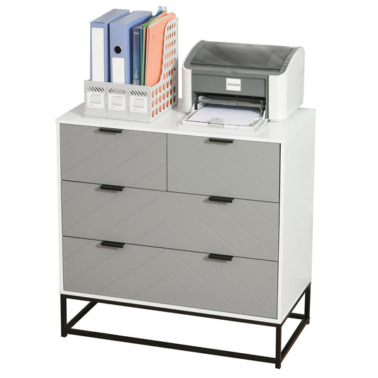 HOMCOM Particle Board 3-Tier Chest of Drawers Grey/White