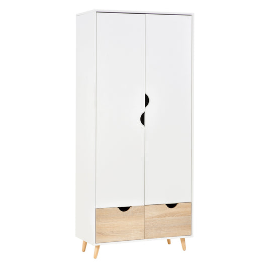 HOMCOM Particle Board 2-Drawer Wardrobe White/Oak