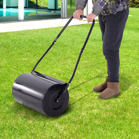 DURHAND Lawn Roller, Steel, 50Lx32Wx105H cm-Black