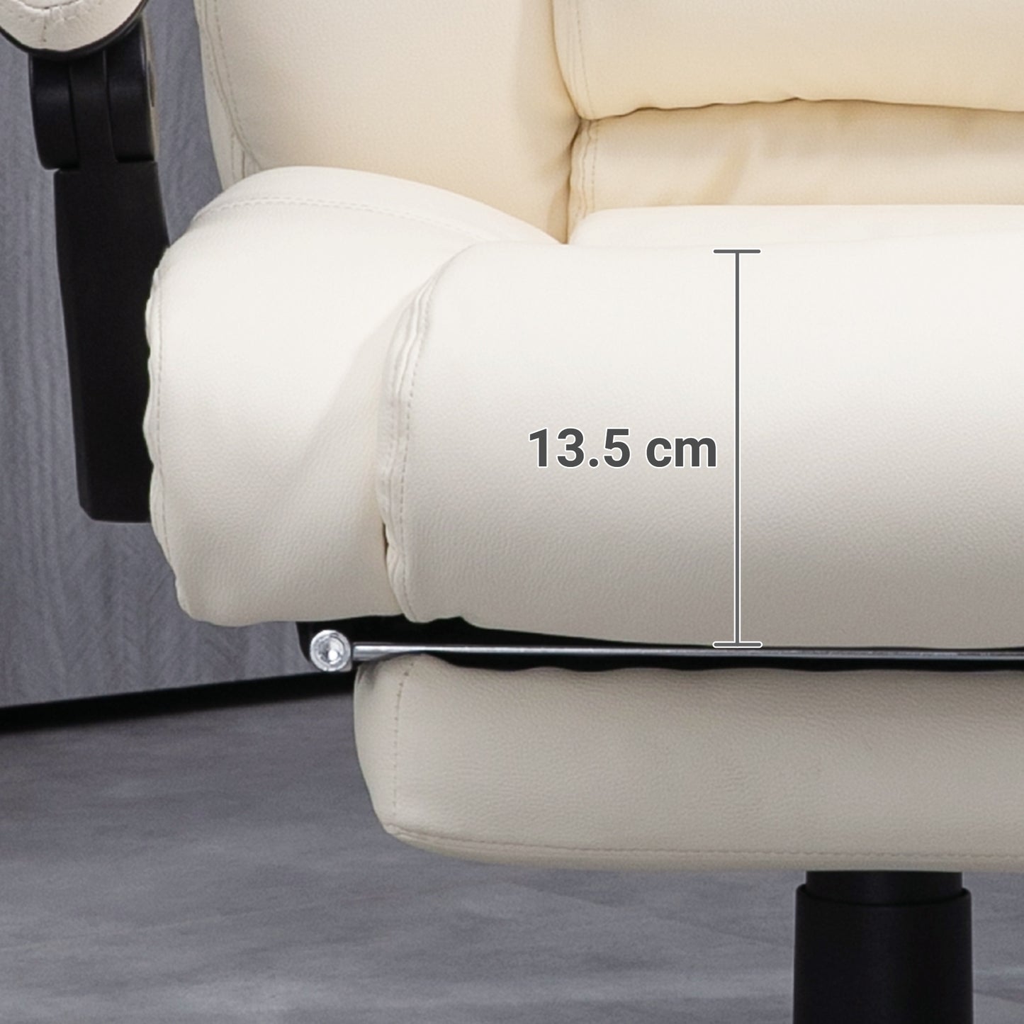 Vinsetto PU Leather Office Chair Swivel Computer Chair with Footrest Wheels Adjustable Height Cream White