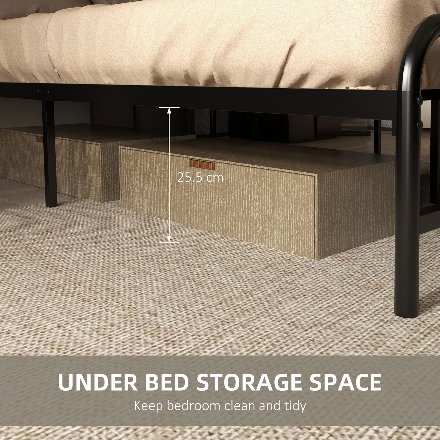 HOMCOM Double Retro-Look Metal Bed Frame