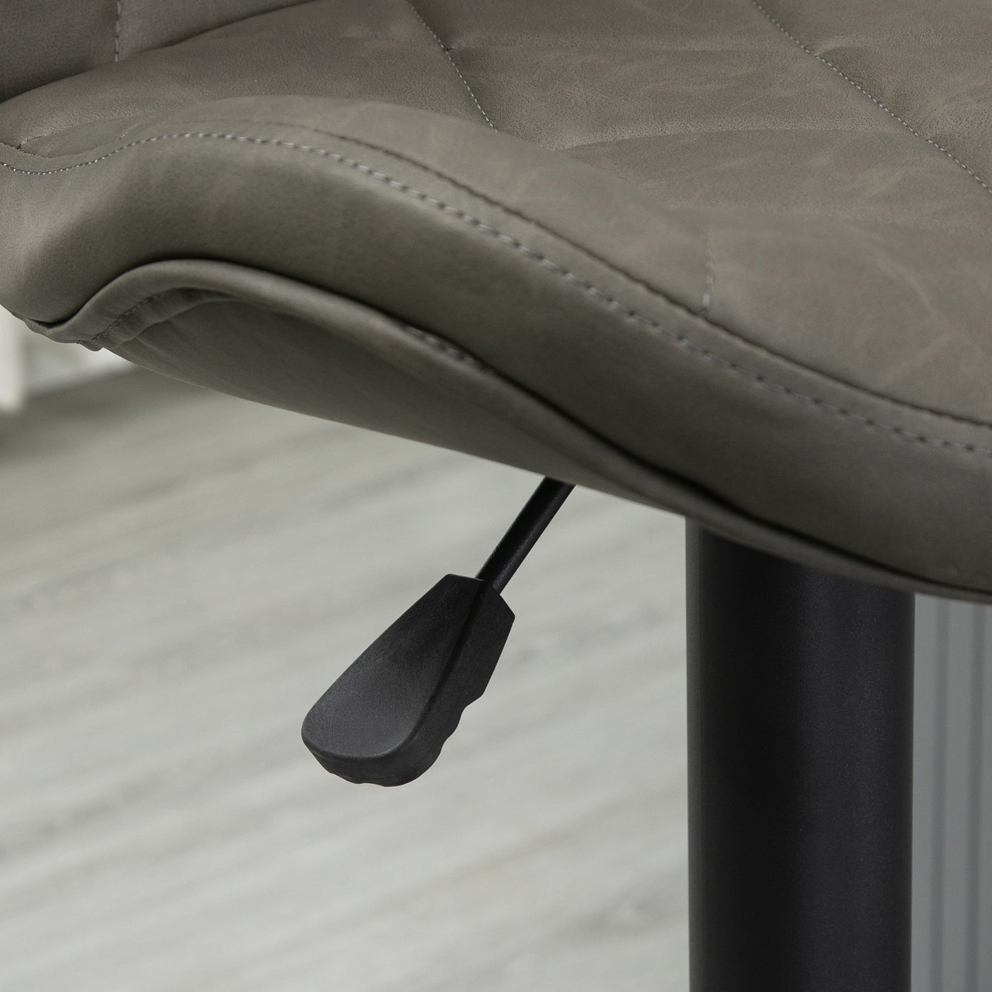 HOMCOM Adjustable Height Bar Stools Set of 2, Swivel Barstools with Backrest and Footrest, Steel Frame Diamond Pattern PU, for Kitchen Counter Dining Room, Dark Grey