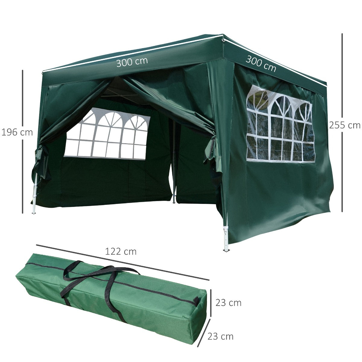 Outsunny Pop Up Gazebo Marquee, size(3m x 3m)-Green