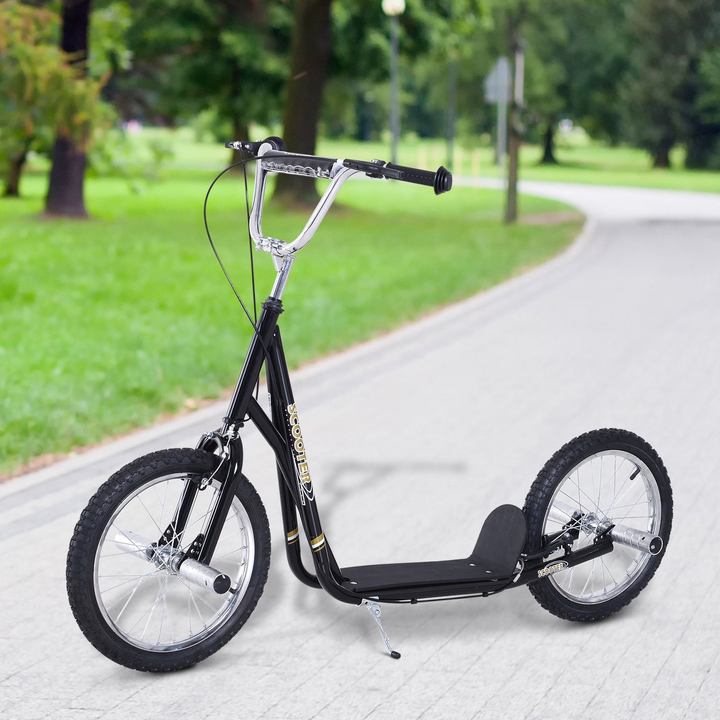 HOMCOM 16" Tyre Steel Push Scooter Black