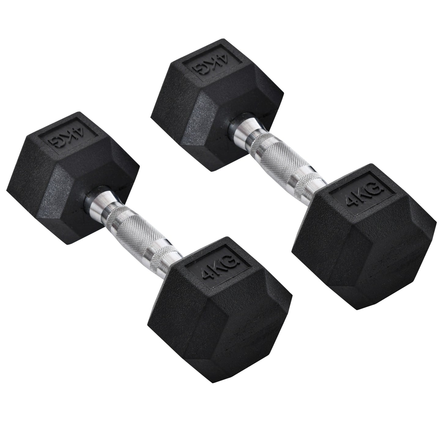 HOMCOM 2x4kg Rubber Dumbbell Sports Hex Weights Sets Home Gym Fitness Dumbbell Kit