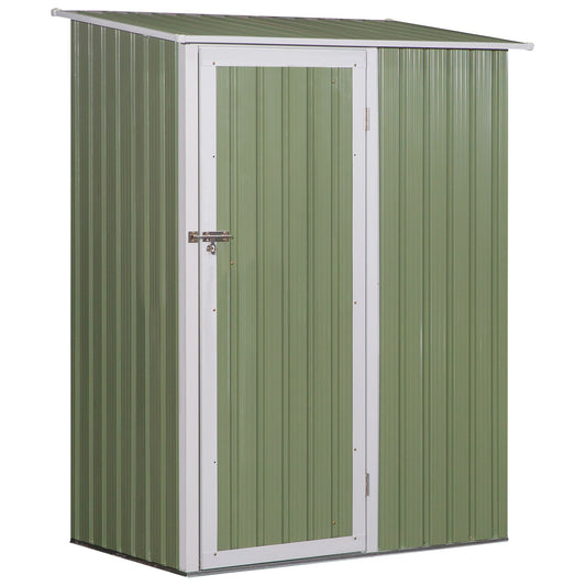 Outsunny 2.9 x 4.6ft Corrugated Steel Latched Door Garden Shed - Light Green