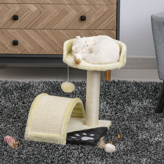 PawHut 36Lx36Wx44H cm Cat Tree Scratching Post-Beige