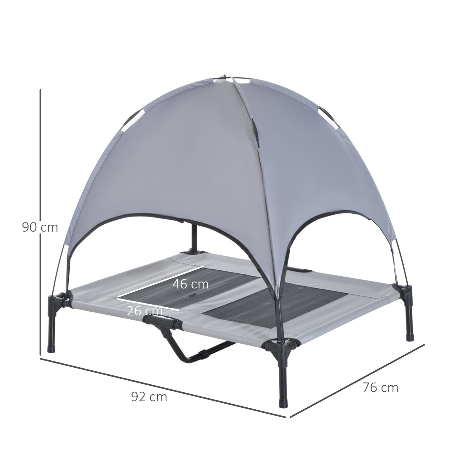 PawHut 92 cm Elevated Pet Bed Dog Foldable Cot Tent Canopy Instant Shelter Outdoor