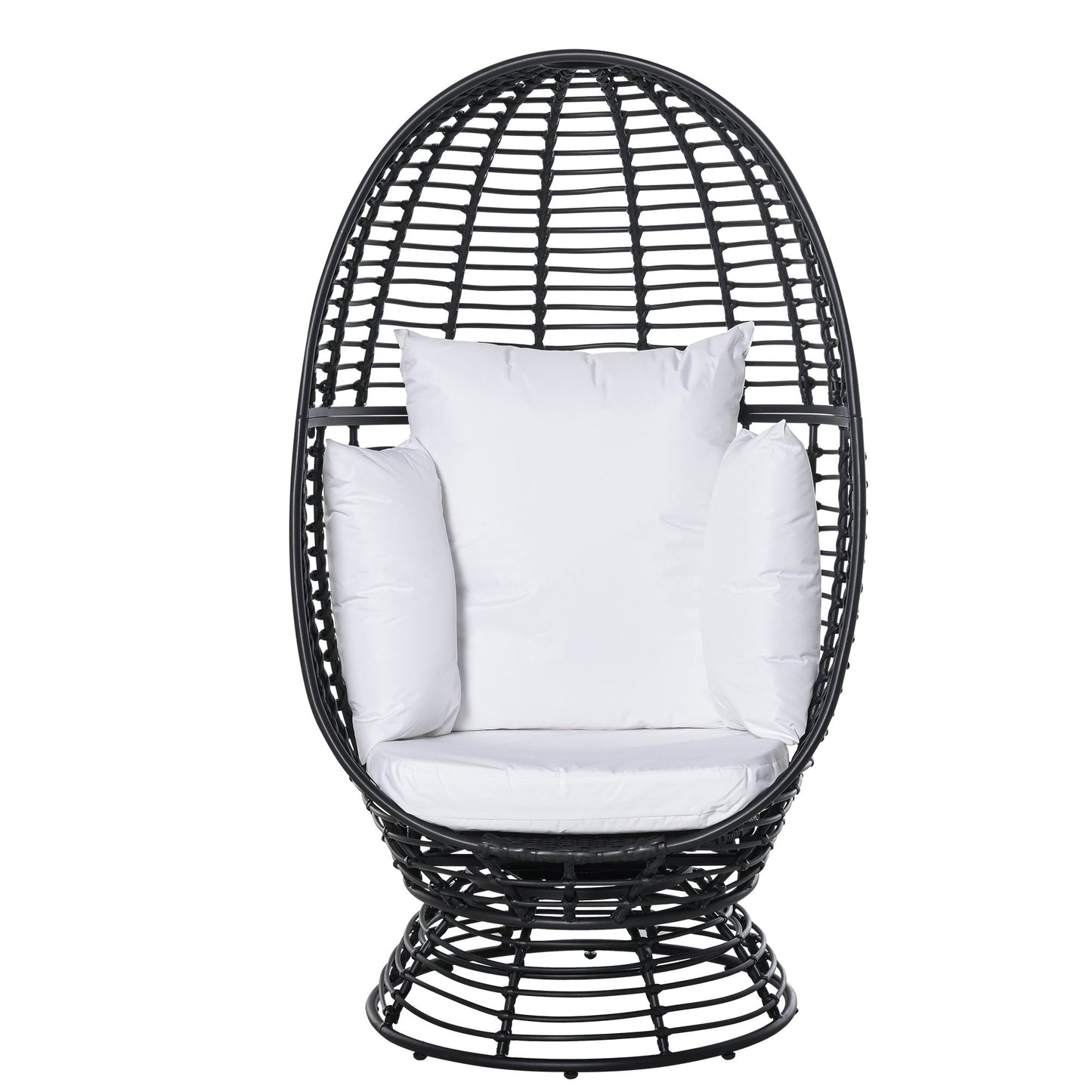 Outsunny Round PE Rattan Wicker Swivel Basket Egg Chair Egg Seat with Cushion