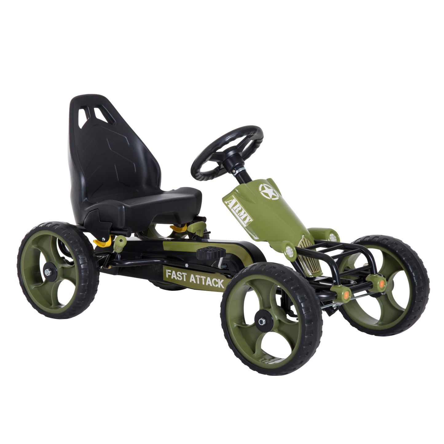 HOMCOM Kids Pedal Go Kart W/Hand Brake-Green