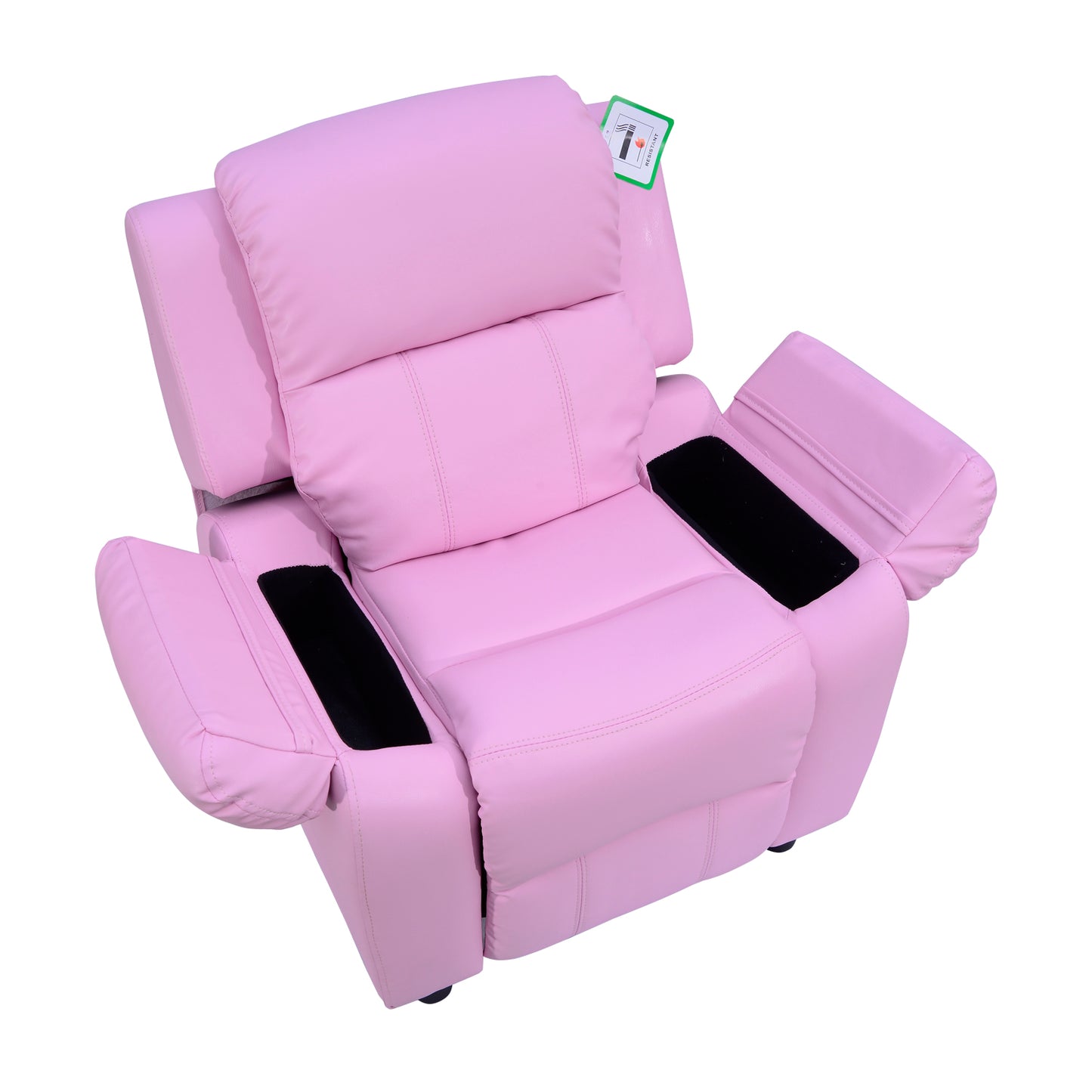 HOMCOM Childrens Recliner Armchair W/ Storage Space on Arms-Pink