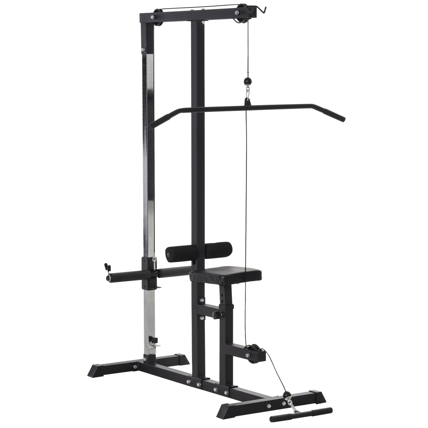 HOMCOM Exercise Pulley Machine Power Tower with Adjustable Seat Cable Positions