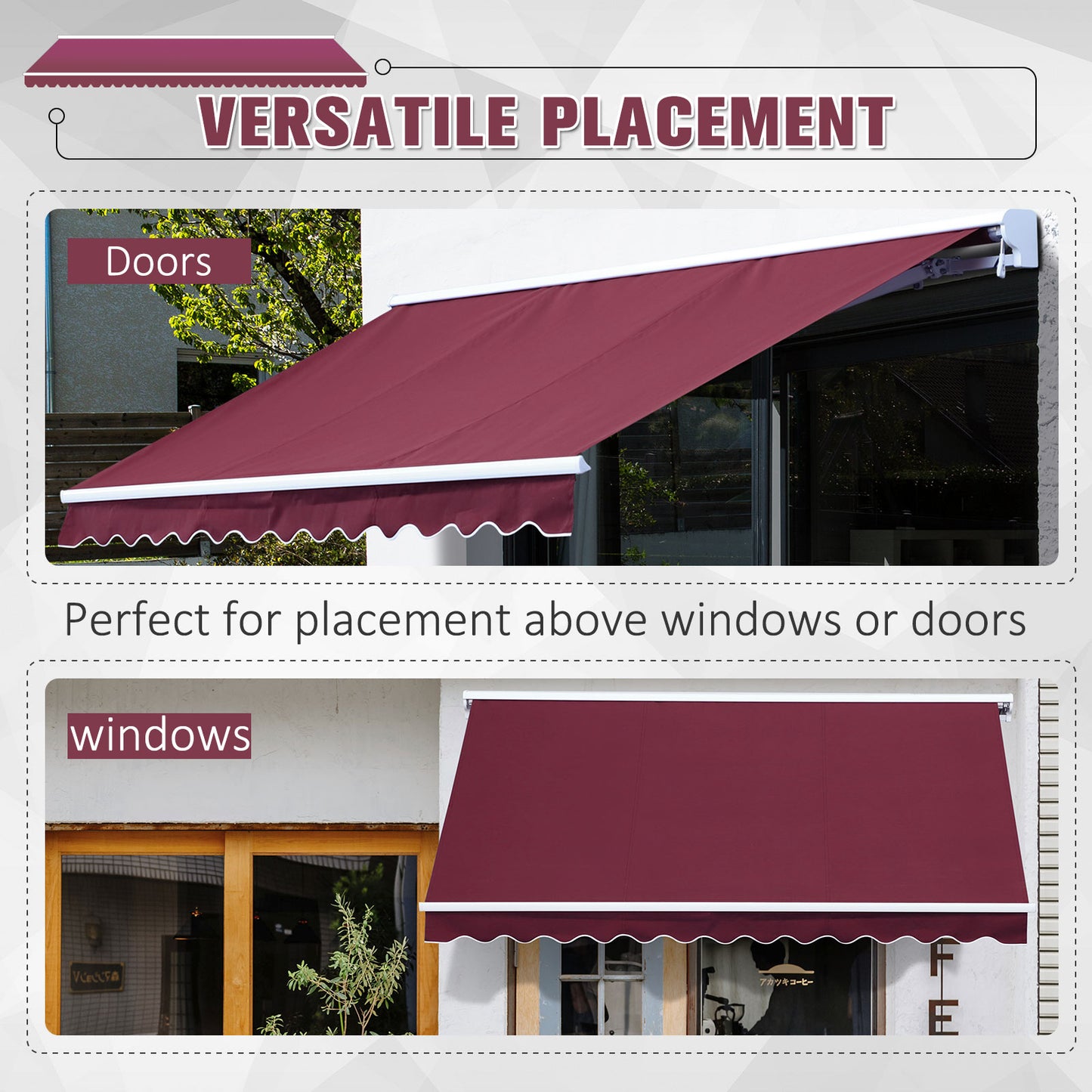 Outsunny 2.5mx 2m Motorised Aluminium Awning w/ Remote Wine Red