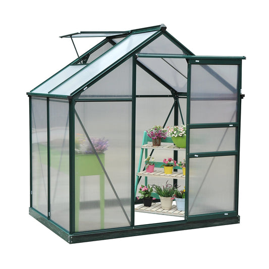 Outsunny 1.9x1.3x2 m Walk-In Mini Greenhouse-Dark Green Frame
