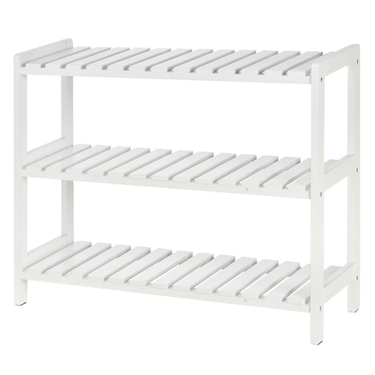 HOMCOM MDF 3-Tier Slatted Shoe Rack White