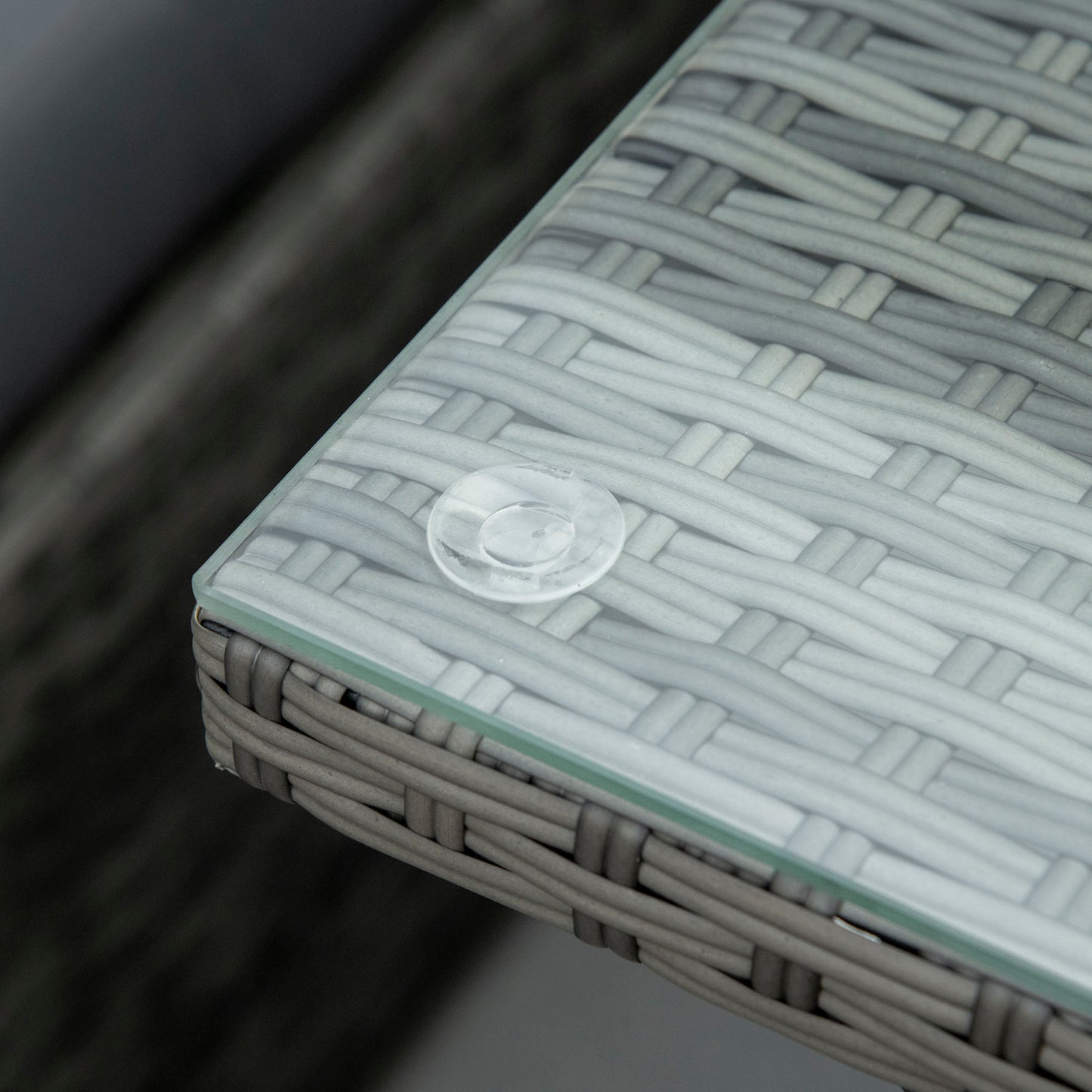 Outsunny 7 Piece Rattan Garden Furniture Set, 10-Seater Sofa Sectional with Cushioned Sofa Seat, Footstools and Expandable Glass Table for Yard, Poolside, Grey