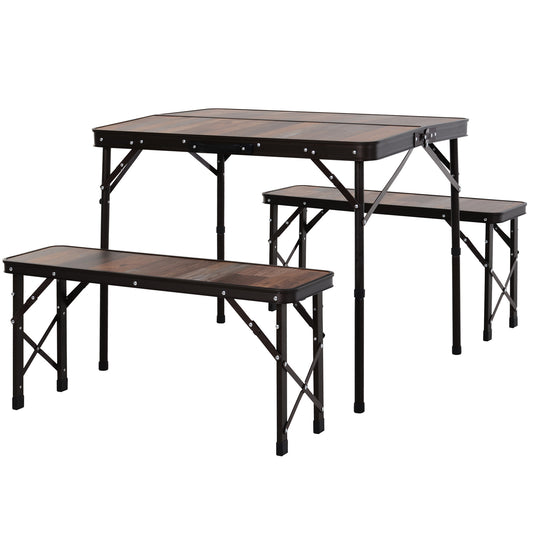 Outsunny MDF Height Adjustable Portable Picnic Dining Table Set