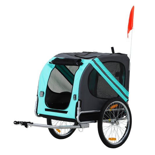 PawHut Pet Bicycle Trailer Dog Cat Bike Carrier Water Resistant for Outdoor Green