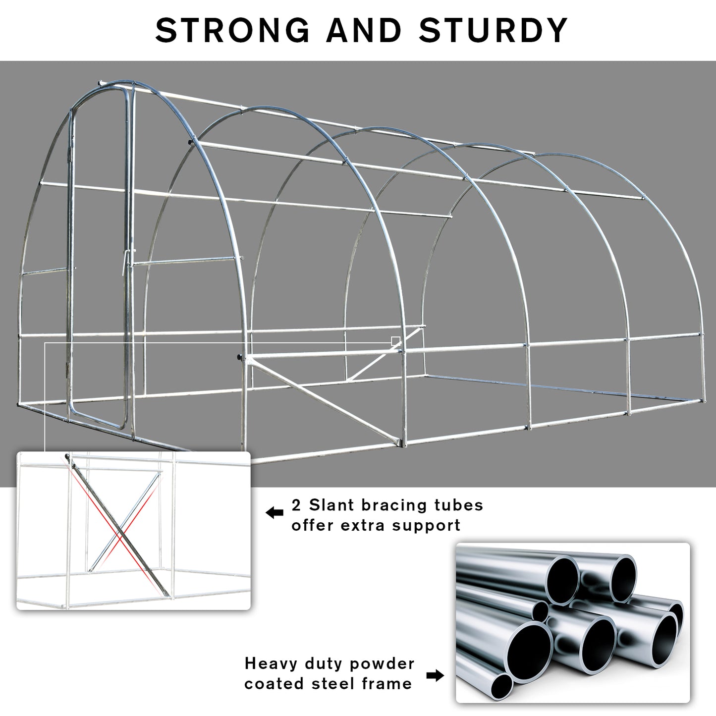 Outsunny Polytunnel Greenhouse Walk-In Metal Frame Transparent  400x300x200cm