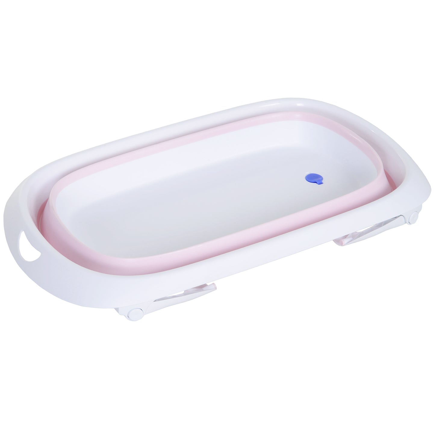 HOMCOM Folding Portable Baby Bathtub Safety Shower w/ Anti-Slip Comfortable Washer Pink