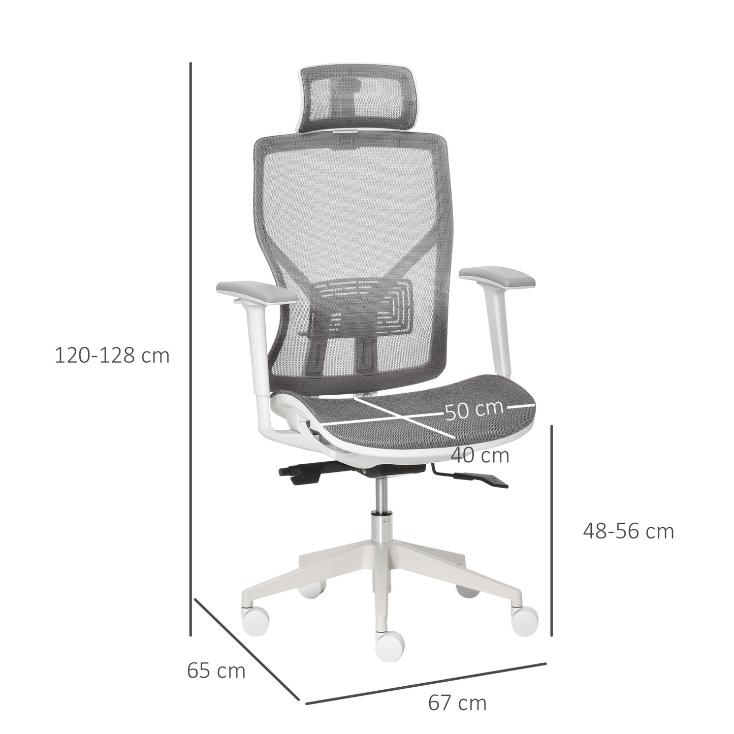 Vinsetto Adjustable Ergonomic Office Chair w/ 360° Swivel Base, 5 Star Wheels, Mesh Back