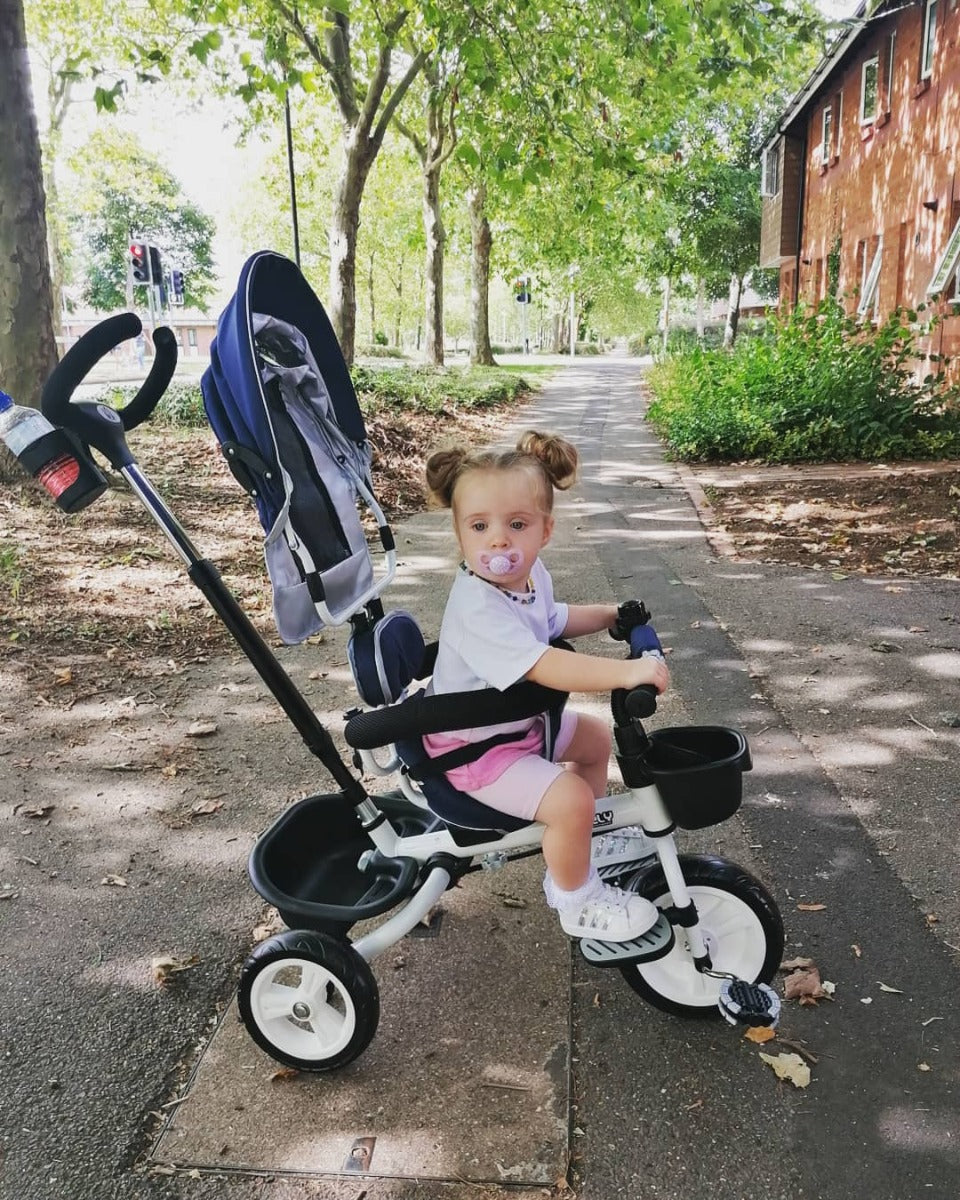 HOMCOM 4-in-1 Kids Tricycle Baby Stroller W/ Canopy-Blue