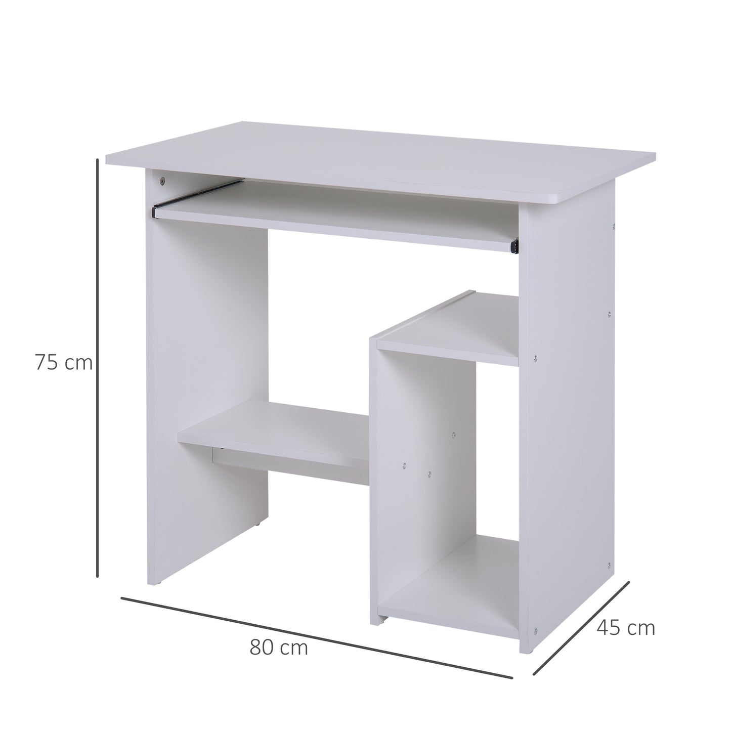 HOMCOM Computer Desk, 80Lx45Wx73.5H cm, Particle board-White