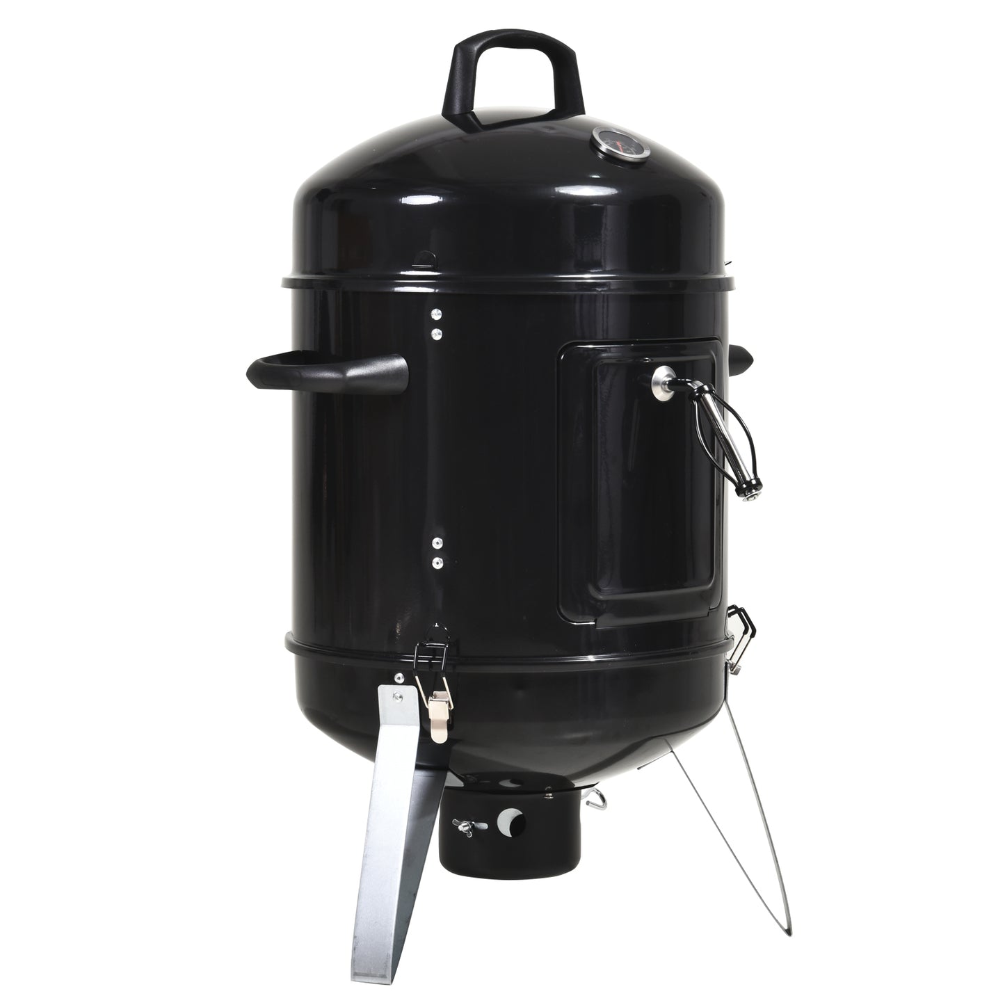 Outsunny Steel 3 in 1 Charcoal Smoker Grill w/ Thermostat Black