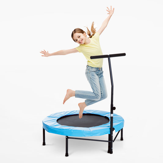 HOMCOM Trampoline Rebounder w/ Adjustable Handle for Children and Adults Blue