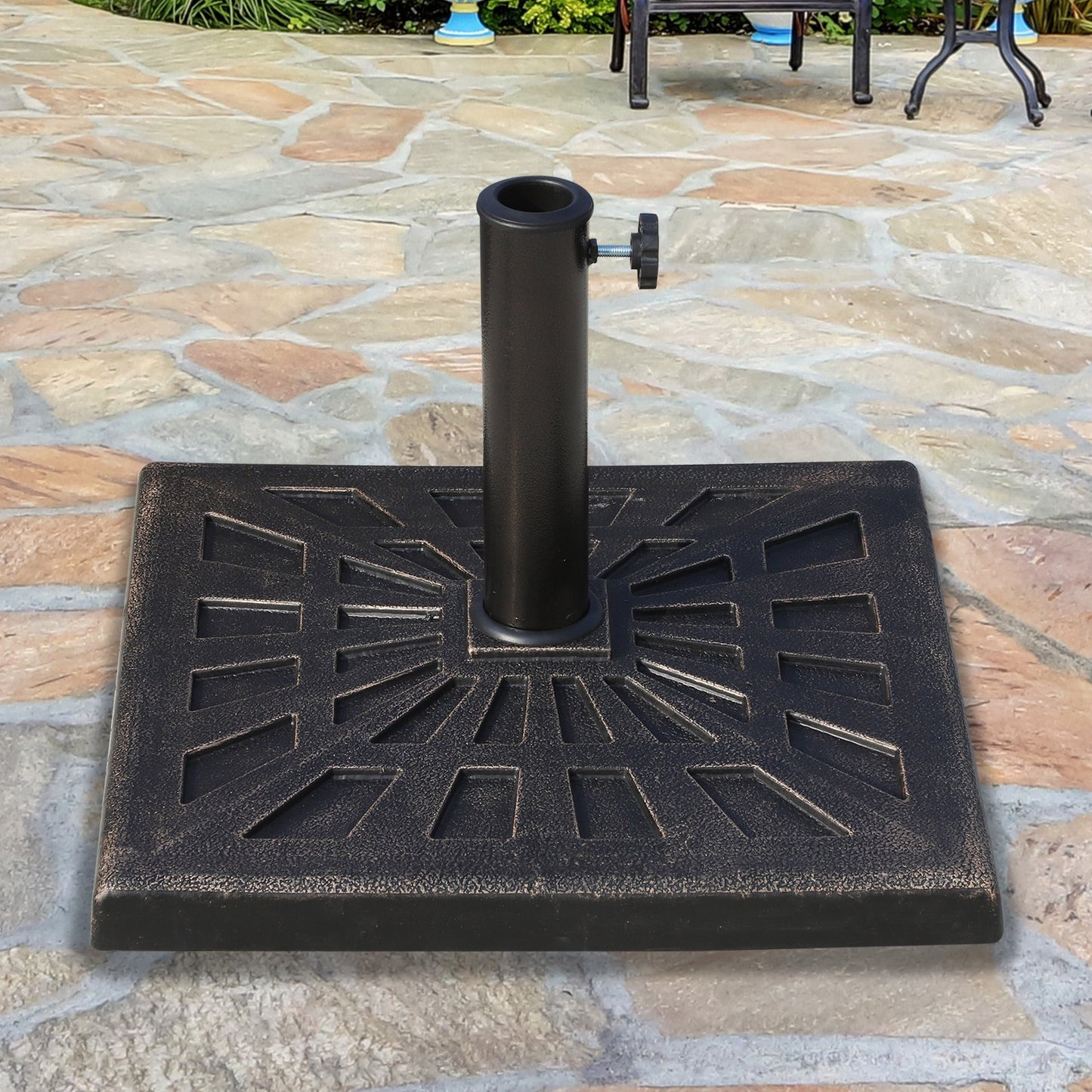 Outsunny Patio Umbrella Stand Parasol Base 15KG Square Bronze