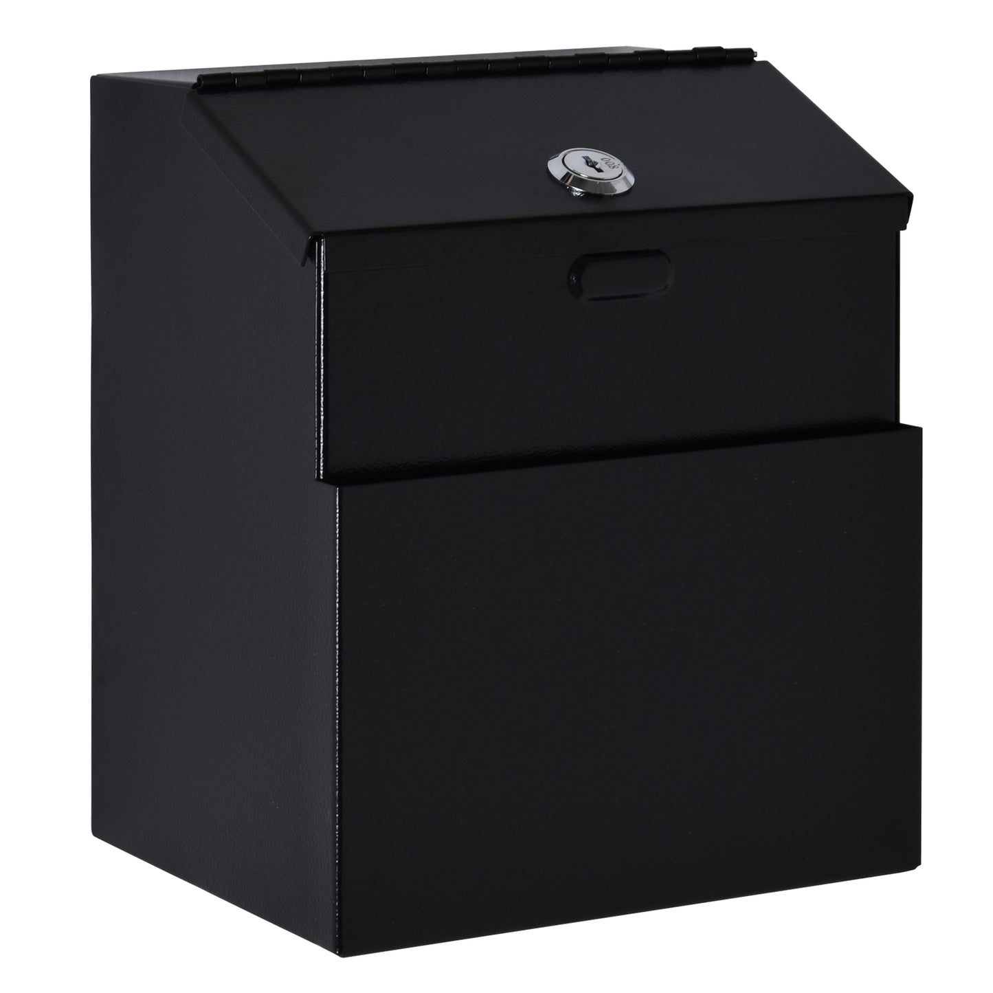 HOMCOM Steel Lockable Letter Box w/ Compartments Black