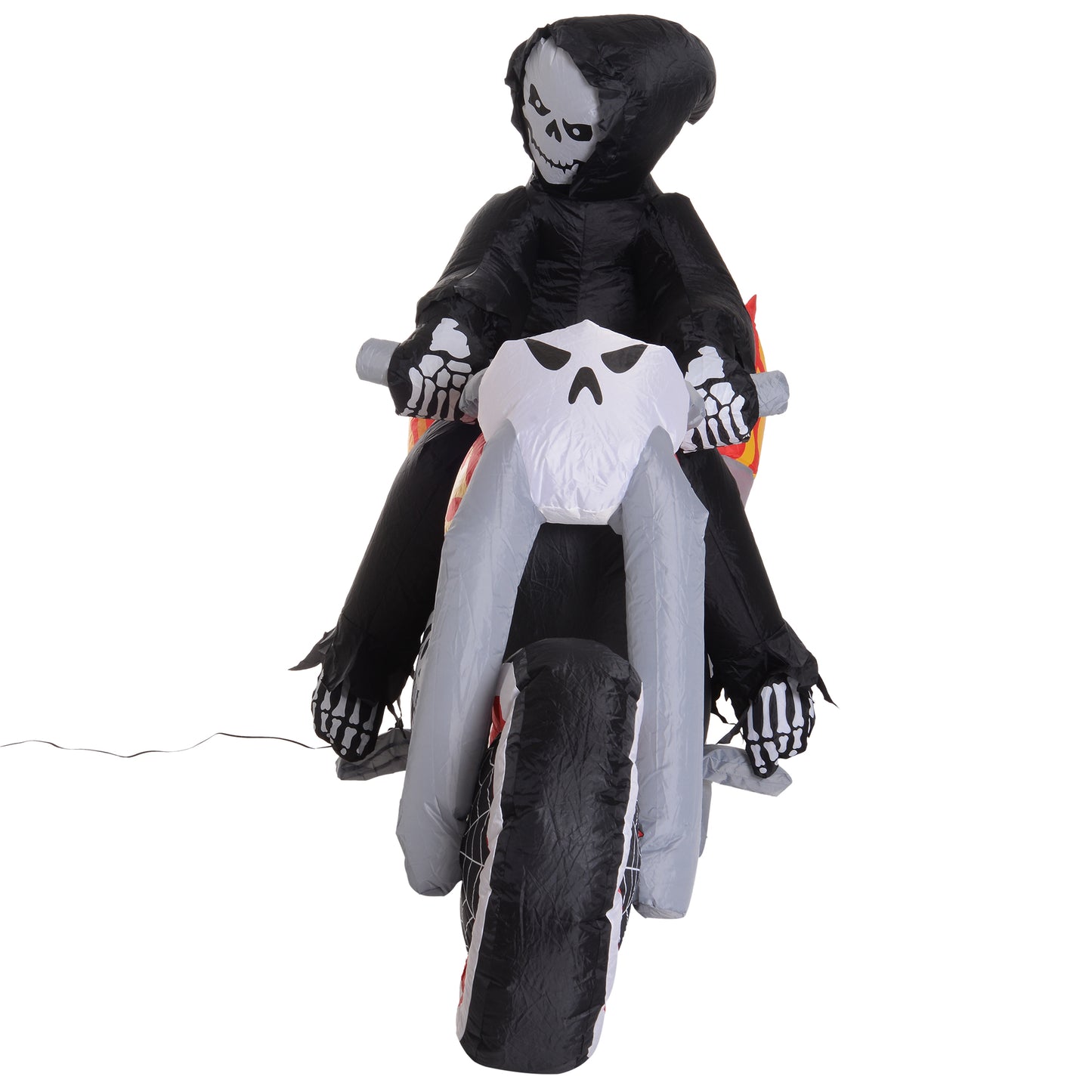 HOMCOM 180L x 55W x 120H cm Inflatable Grim Reaper on Motorcycle Halloween Decoration-Multicolour