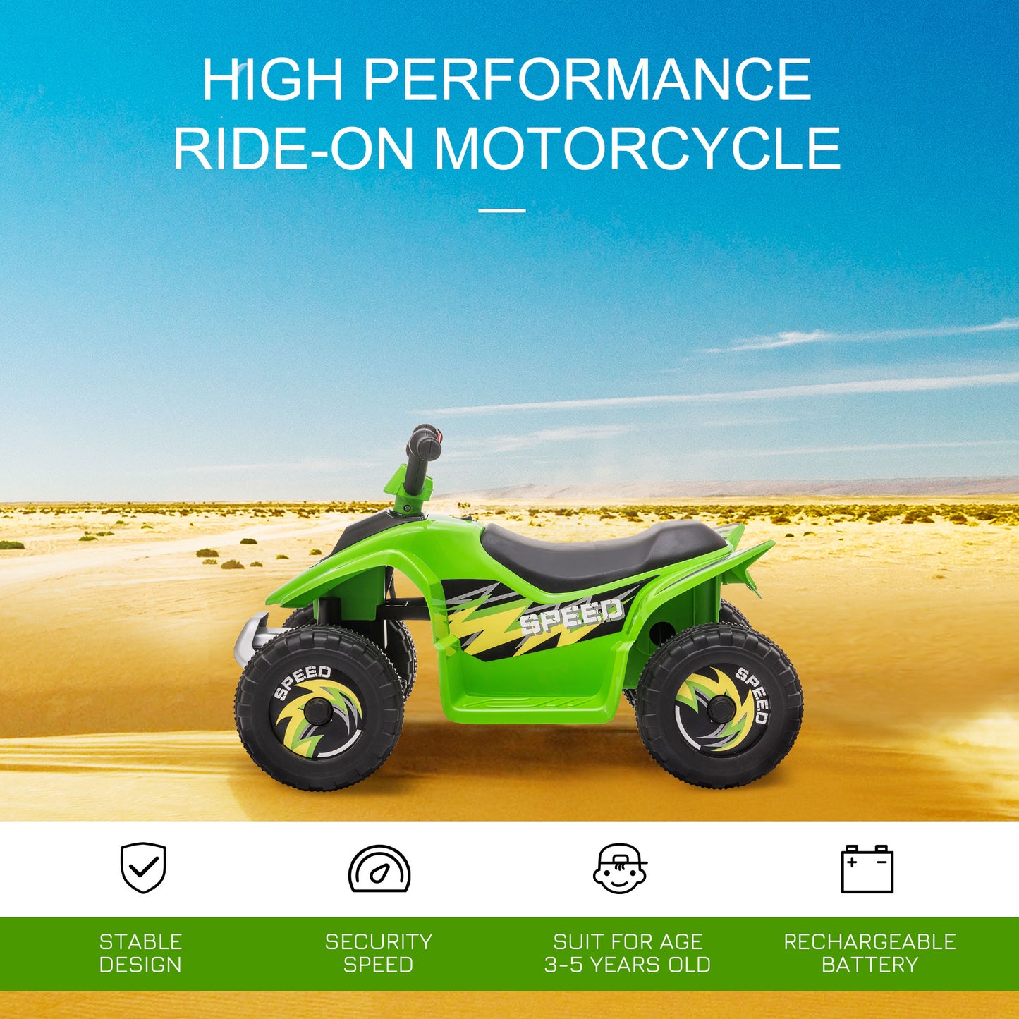 HOMCOM 6V Kids Electric Ride on Car Forward Reverse Functions for 3-5 Years Old Green