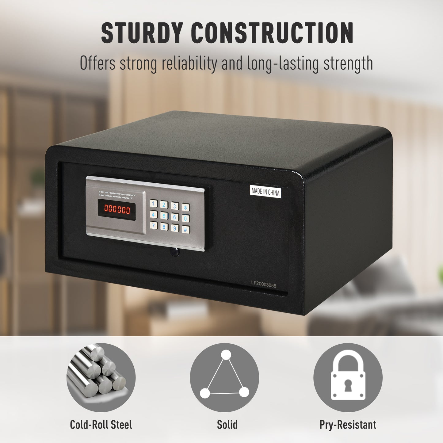 HOMCOM Steel LED Electronic Safe Black