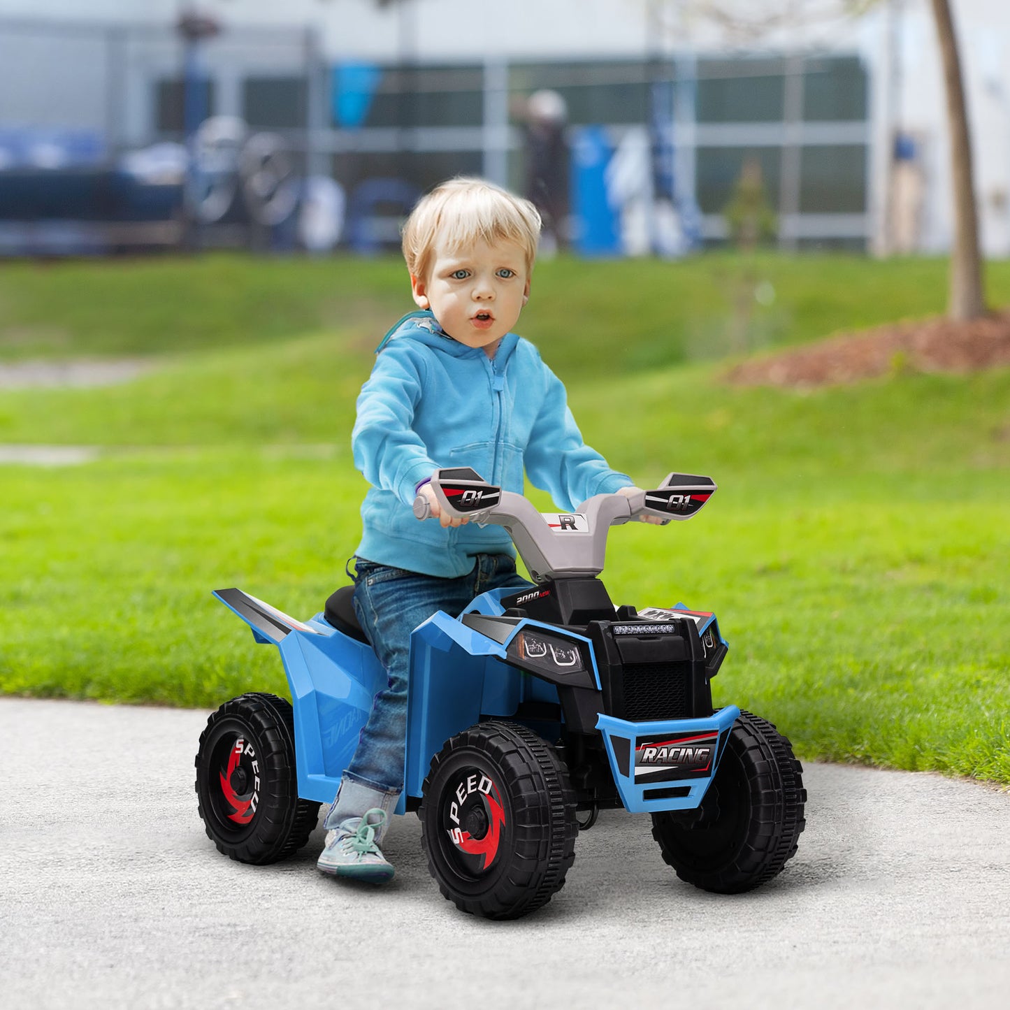 HOMCOM 6V Quad Bike with Wear-Resistant Wheels, Forward Backward Function, for Ages 18-36 Months, Blue