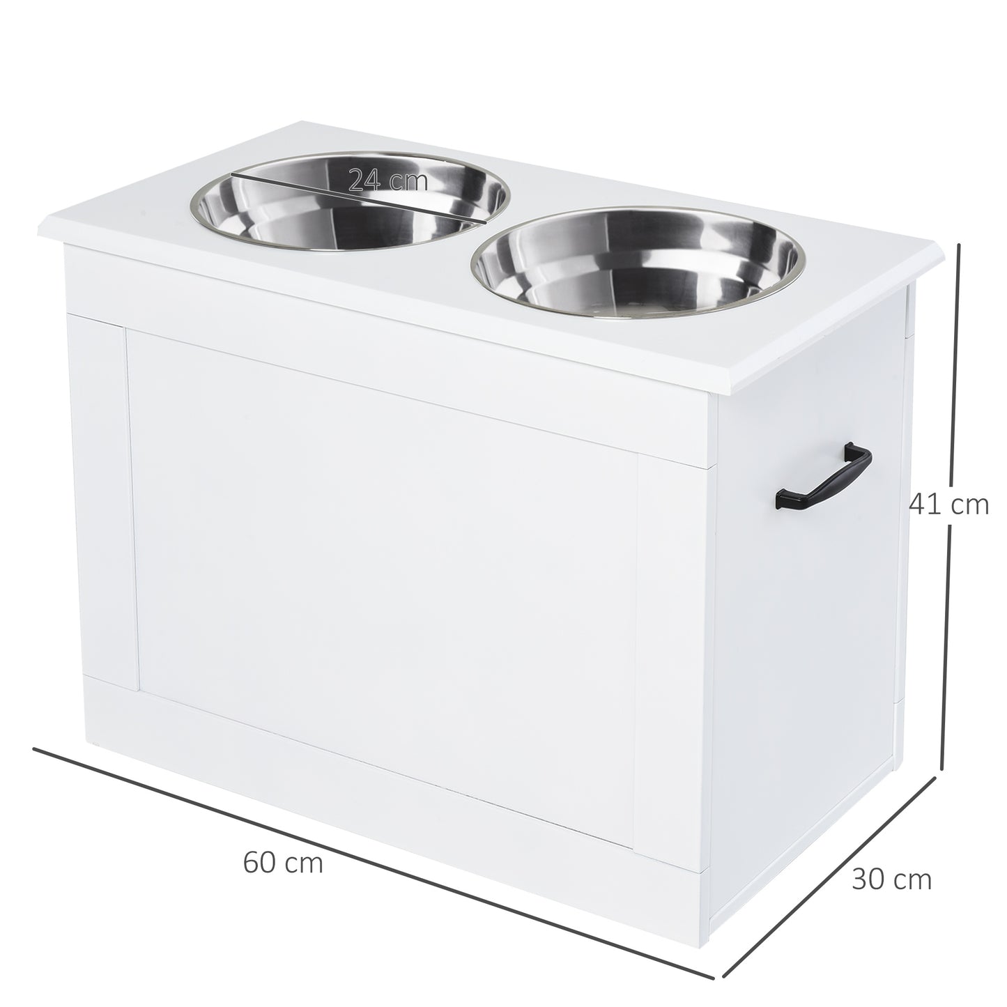 PawHut Raised Pet Bowls with Storage Function 2 Stainless Steel Dog Bowls Elevated Base